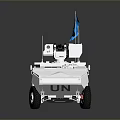 UN Armored Military Vehicle With Machine Gun Blue Flag And Six Wheels Structure