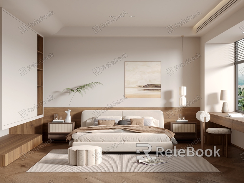 Silent Simple Retro Style Bedroom model