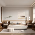 Silent Simple Retro Style Bedroom 3d model