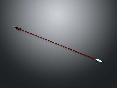 Traditional Red Shaft Spear With Sharp Metal Spearhead And Classic Design 3d model
