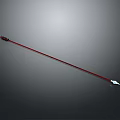 Traditional Red Shaft Spear With Sharp Metal Spearhead And Classic Design