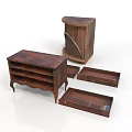 Dark Wooden Furniture Collection With Sideboard Cabinet And Decorative Trays