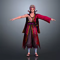 Elegant Male Character In Traditional Red Robe With Ornate Headdress And Open Arms Pose