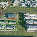 Industrial Factory Aerial View With Multiple Buildings Organized Layout And Different Roof Structures
