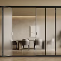 Sleek Modern Glass Folding Doors With Black Frame In Dining Room Interior