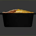 Chef Baking Delicious Meat Filled Pie With Golden Crust In Cast Iron Pot