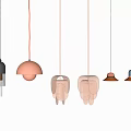 Multiple Modern Pendant Lights With Various Colors And Different Shapes For Interior Lighting Design 3d model