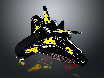 Black And Yellow Patterned Spacecraft Design For Space Exploration Missions 3d model