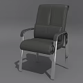 Elegant Black Leather Chair With Sleek Metal Frame And Comfortable Armrest Design