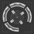 Modern Circular Seating Furniture With Purple Cushioned Seats And Central Table