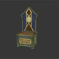 Ornate Wooden Chair With Tall Blue Gold Backrest And Decorative Seat Base