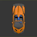 Orange Convertible Sports Car With Sleek Design Blue Seats And Rear Spoiler