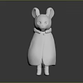 White Rabbit Character 3D Model With Cloak Simple Design And Shiny Gray Surface 3d model