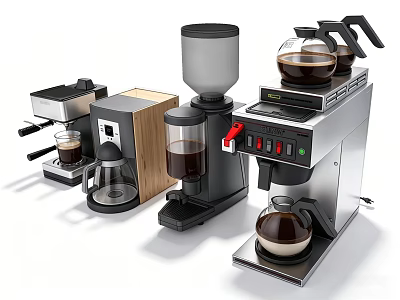 Various Coffee Appliances Including Makers Grinders And Brewers For Home Use 3d model