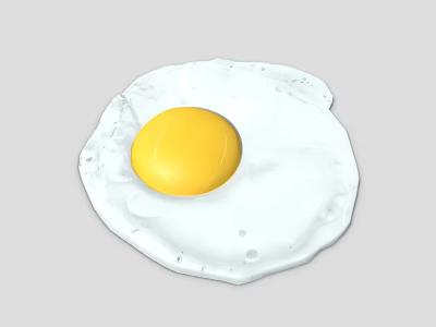 Delicious Perfectly Cooked Fried Egg With Golden Yolk And Crispy Edges 3d model