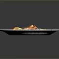 Golden Brown Fried Dumplings With Tomato Sauce And Cheese On Blue White Patterned Plate