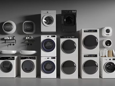 Modern Washing Machines with Front Load and Top Load Styles and Designs 3d model
