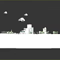 Detailed 3D Urban Model Scene With Buildings Roads Trees And Layout Design