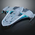 Futuristic Fighter Jet with Silver Sleek Body Blue Accent Lights and Advanced Aerodynamic Design