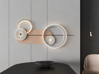 Modern Wall Decor With Illuminated Circular Shapes In Dining Room 3d model Modern Wall Decor With Illuminated Circular Shapes In Dining Room 3d model