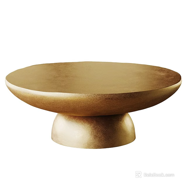 Modern Gold Round Coffee Table With Stylish Pedestal Base Design 3d model 