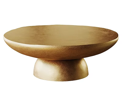 Modern Gold Round Coffee Table With Stylish Pedestal Base Design 3d model