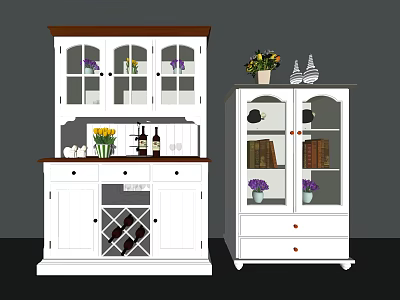 Jane Ou Wine Cabinet Wine Cabinet Bookcase Combination 3d model