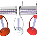 Modern Design Table And Hanging Lamps In Orange White Pink Colors