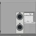 Home Balcony Modern Laundry Space With Stacked Washer Dryer Gray Cabinets And Sink