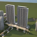 Aerial Planning of Urban High Rise Towers With Surrounding Buildings Roads and Greenery