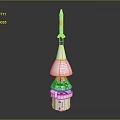 Detailed Multi Stage Rocket Model With White Gold And Black Sections For Space Exploration 3d model