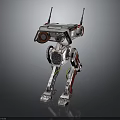 Mechanical Robot Character With Red And Silver Design Antennas Large Eyes And Metallic Legs