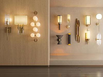 Various Modern Wall Lamps with Stylish Designs for Home Interior Lighting 3d model