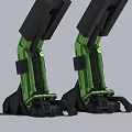 Green And Black Mechanical Legs With Detailed Robotic Structure And Components 3d model