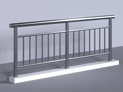 Stainless Steel Fence with Horizontal and Vertical Bars and White Base Design 3d model
