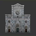 Intricate Architectural Model With Colorful Marble Facade And Gothic Arched Doors