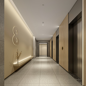 modern elevator hall 3d model