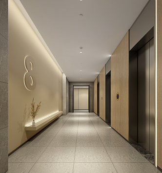 modern elevator hall 3d model