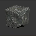 Rough Gray Natural Stone Block With Textured Surface On Dark Background And Reflection 3d model