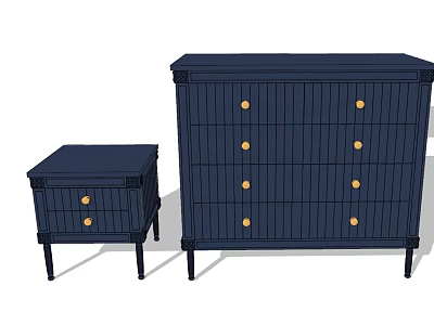 Modern Navy Blue Entryway Cabinet And Side Cabinet With Gold Knobs And Drawer Design 3d model