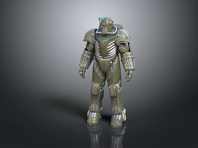 Armored Character 3D Model With Green Mechanical Armor And Detailed Warrior Design 3d model