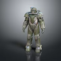Armored Character 3D Model With Green Mechanical Armor And Detailed Warrior Design