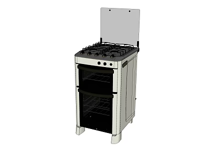 Stainless Steel Gas Stove With Multiple Burners And Double Oven Kitchen Appliance 3d model