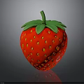 Fresh Red Strawberry With Green Leaves And Yellow Seeds On Black Background