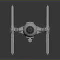 Futuristic TIE Fighter Spacecraft Model With Detailed Wing Structure And Engine