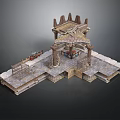 Ancient Classical Architectural Structure With Stone Platform Columns And Ornate Roof