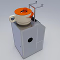 Automated Industrial Equipment With Gray Cabinet Digital Display And Orange Component