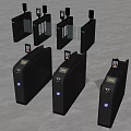 Public Facility Turnstiles With Modern Metal Structure And Face Recognition Screens