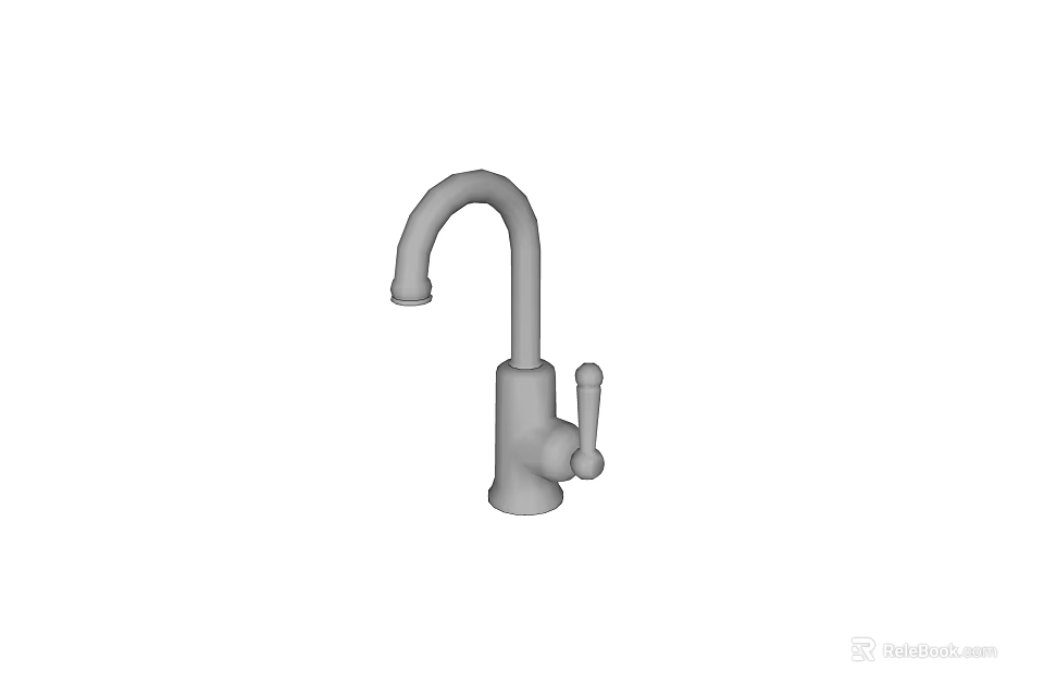 Simple Single Lever Handle Faucet With Curved Spout For Kitchen And Bathroom 3d model 