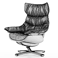 Elegant Brown Leather Office Chair With Tufted Design And Gold Black Swivel Base